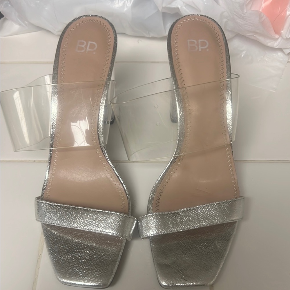 BP Silver Block Heel Heels